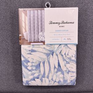 Tommy Bahama Shower Curtain 72" x 72" Floral Cotton Blue Cream Beach